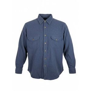 St John's Bay Blue Chamois Cloth Work Shirt Cotton Button Down Long Sleeve Thick